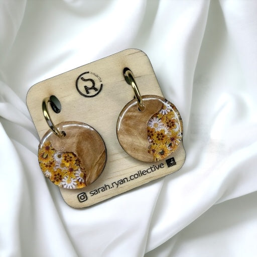 Reswood Floral Statement Huggies (25mm)