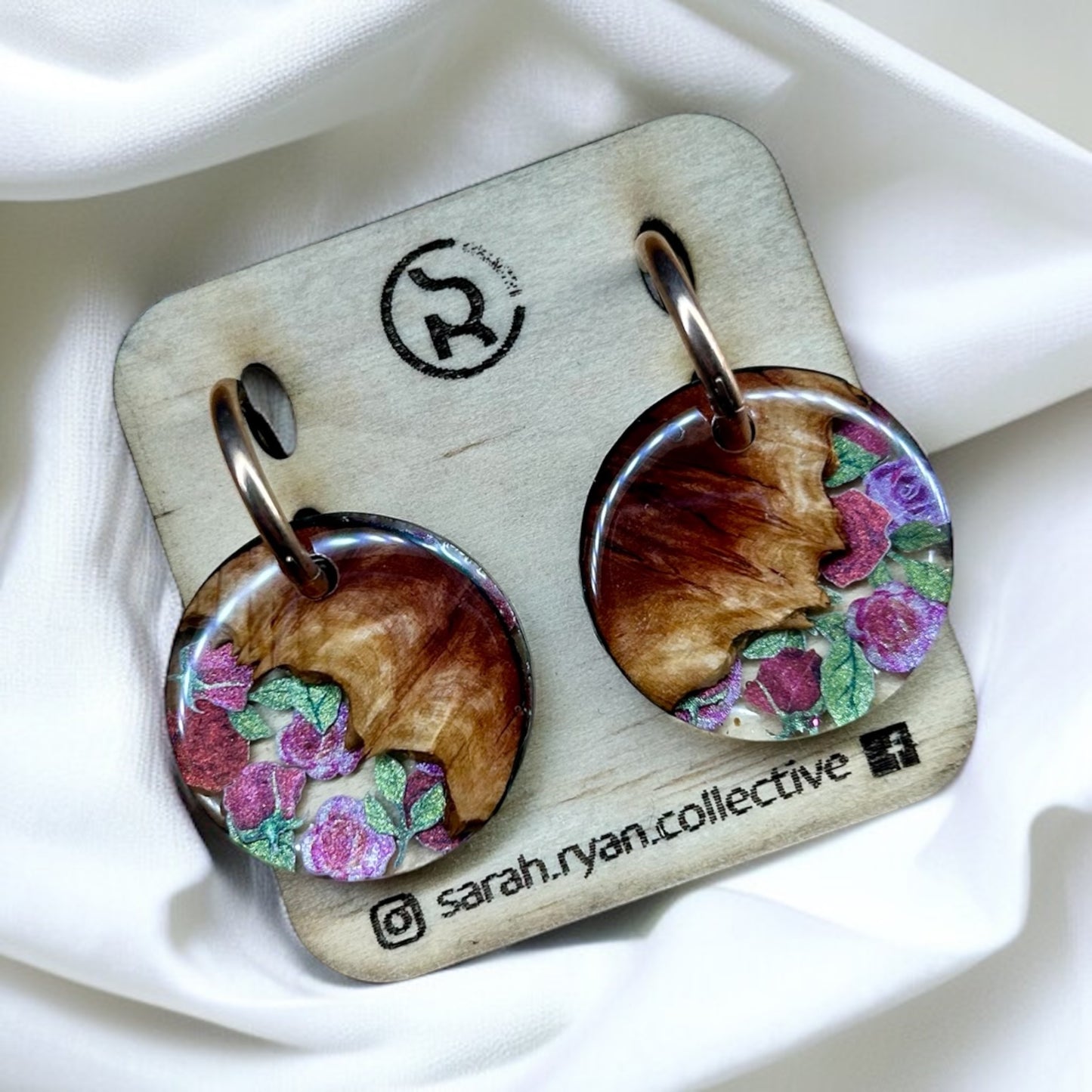 Reswood Floral Statement Huggies (25mm)