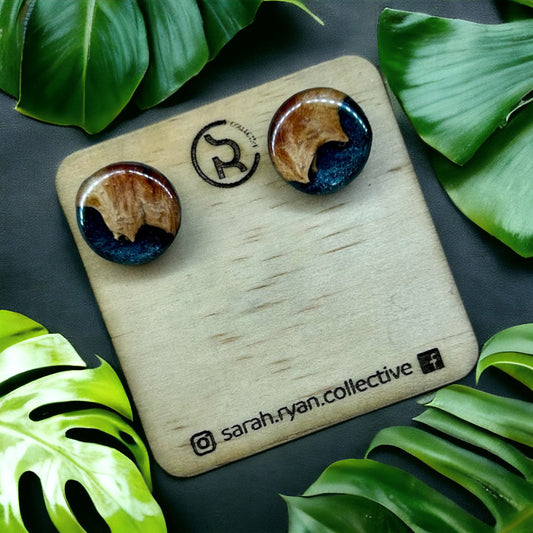 Reswood Australian Burl Circle Studs 15mm