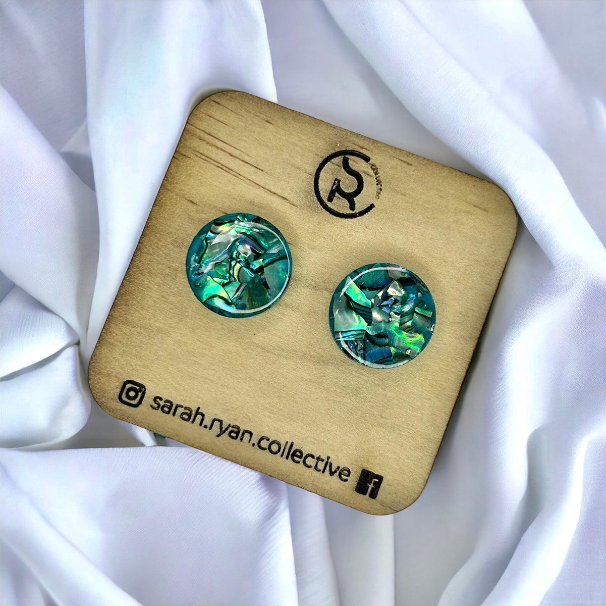 Crushed Abalone Shell 15mm Circle Studs