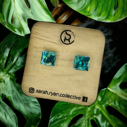 Crushed Abalone Shell 10mm Square Studs
