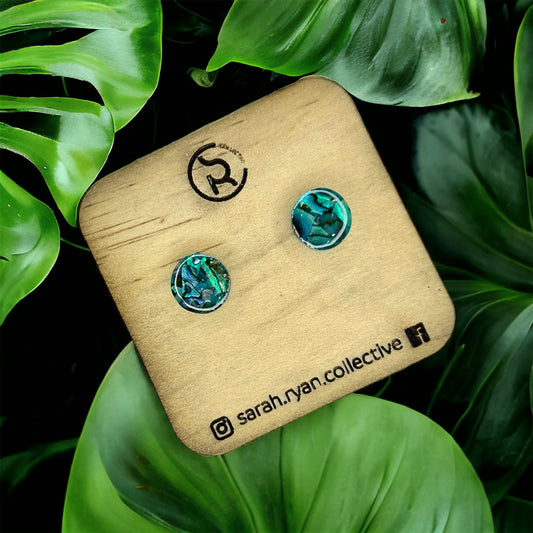 Crushed Abalone Shell 10mm Circle Studs