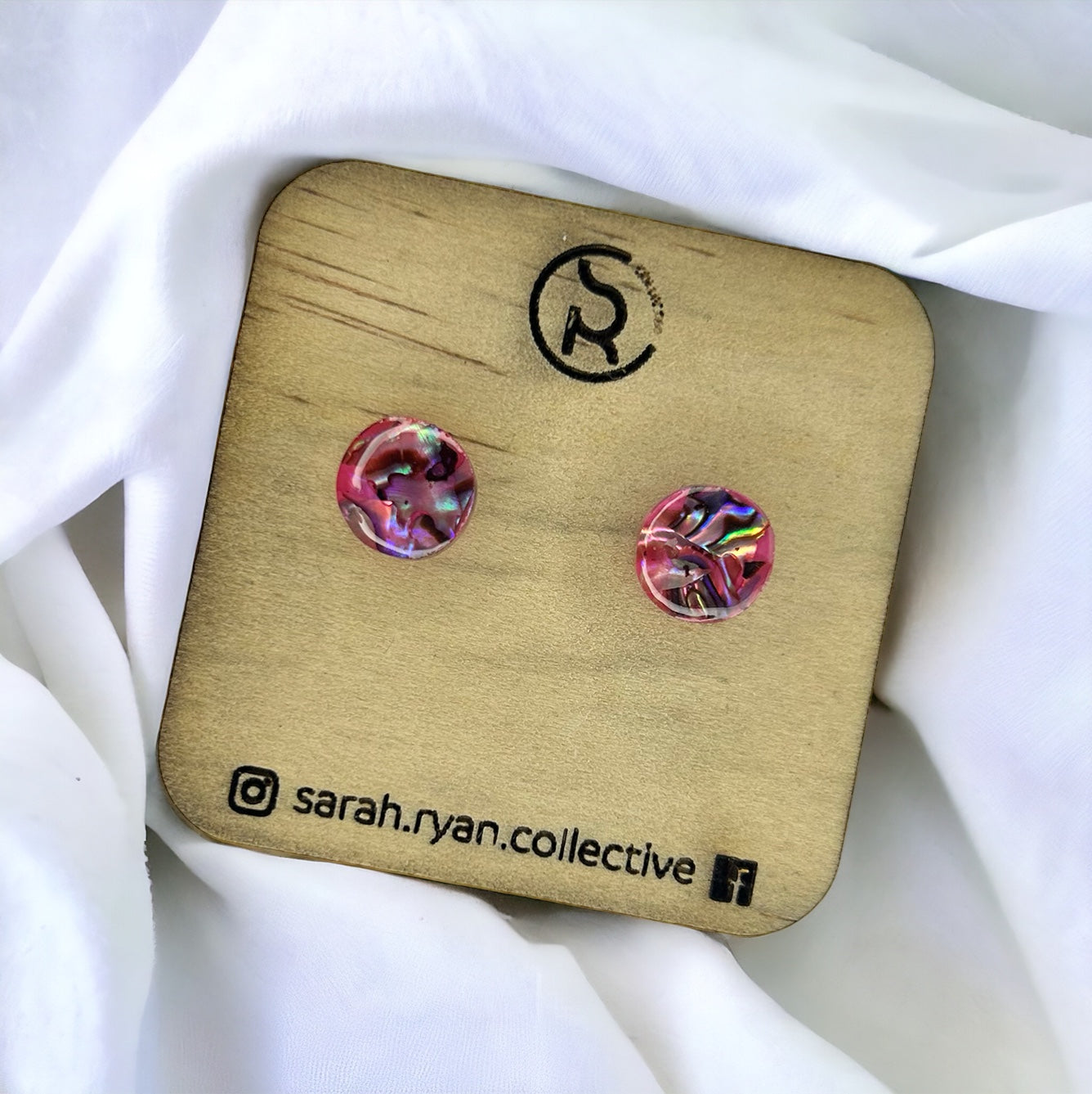Crushed Abalone Shell 10mm Circle Studs