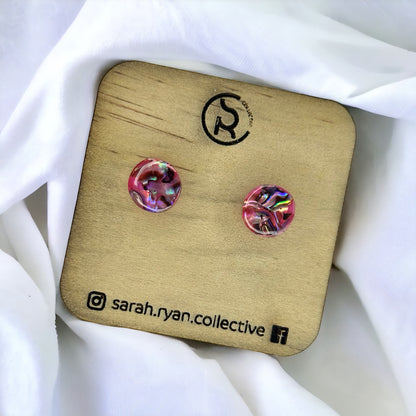 Crushed Abalone Shell 10mm Circle Studs