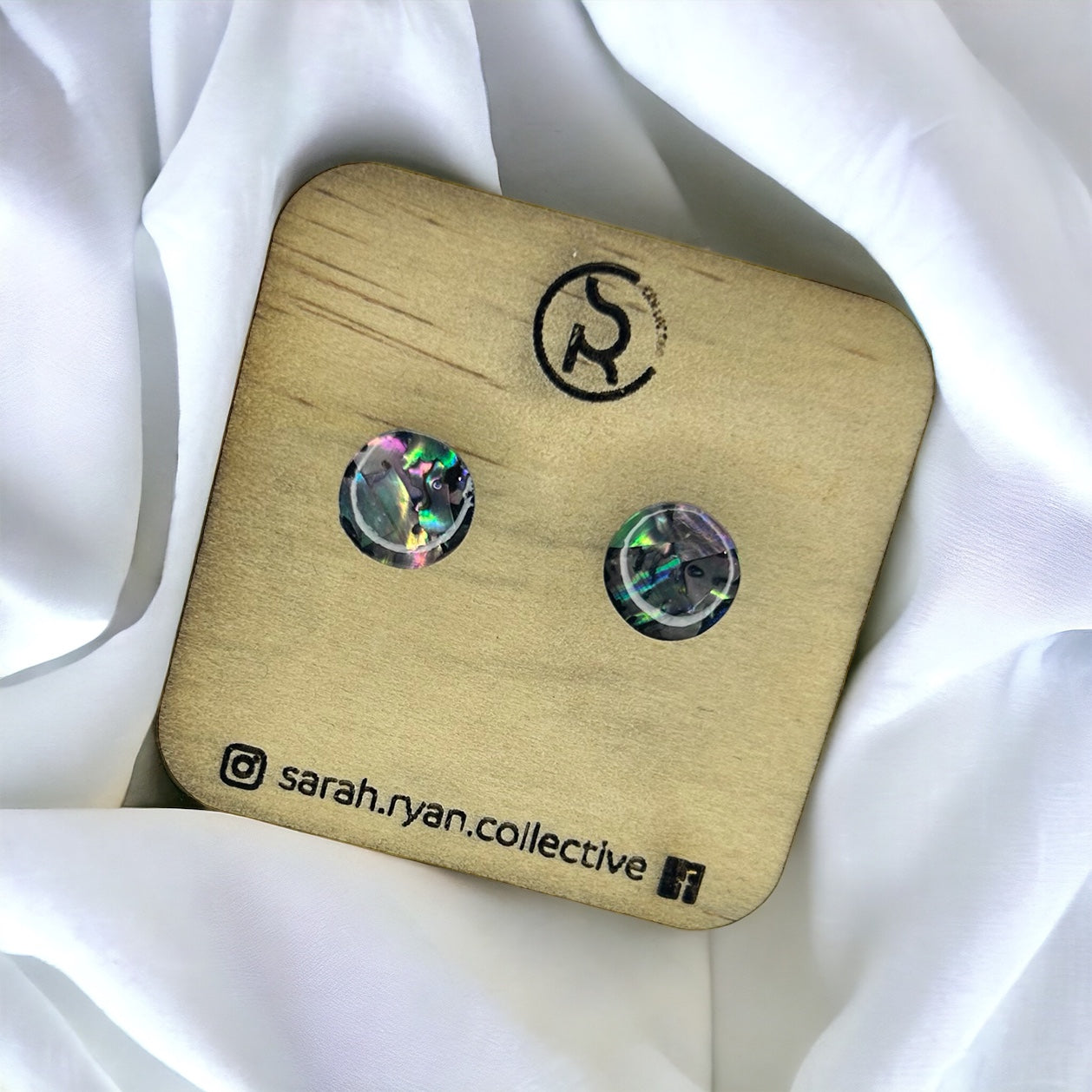 Crushed Abalone Shell 10mm Circle Studs