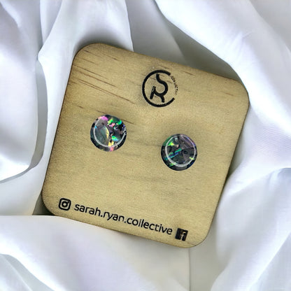 Crushed Abalone Shell 10mm Circle Studs