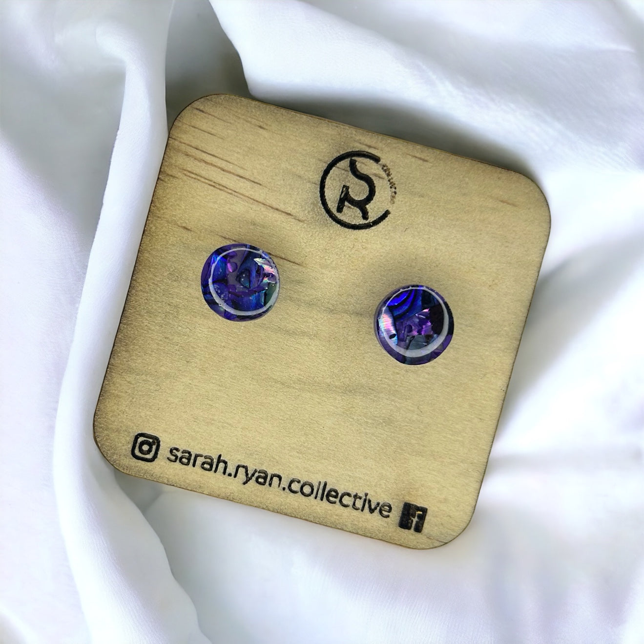 Crushed Abalone Shell 10mm Circle Studs