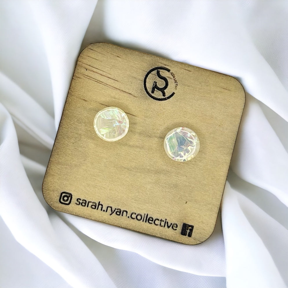 Crushed Abalone Shell 10mm Circle Studs