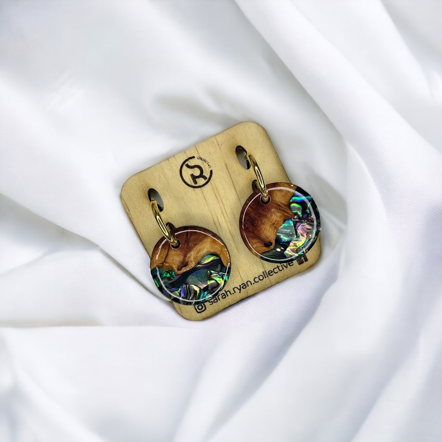 Reswood x Abalone Shell Statement Huggies (25mm)