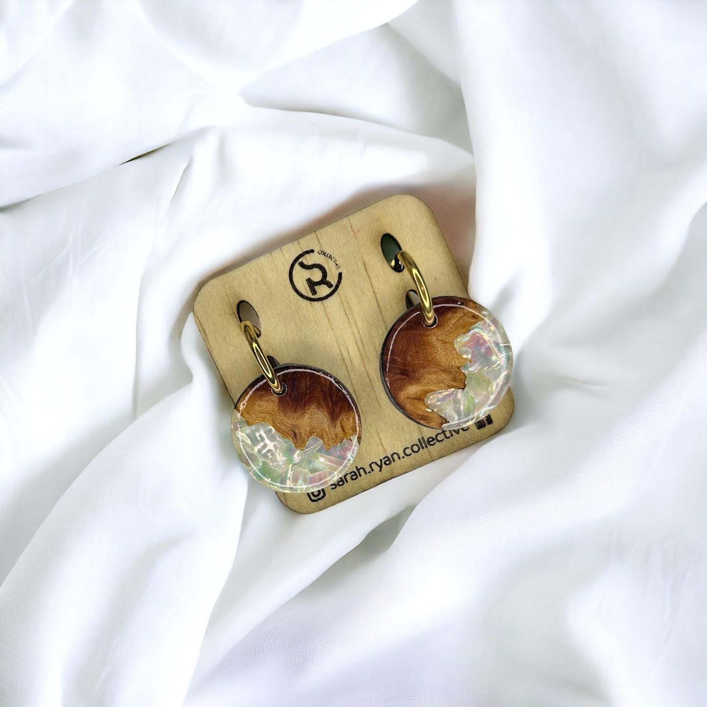 Reswood x Abalone Shell Statement Huggies (25mm)