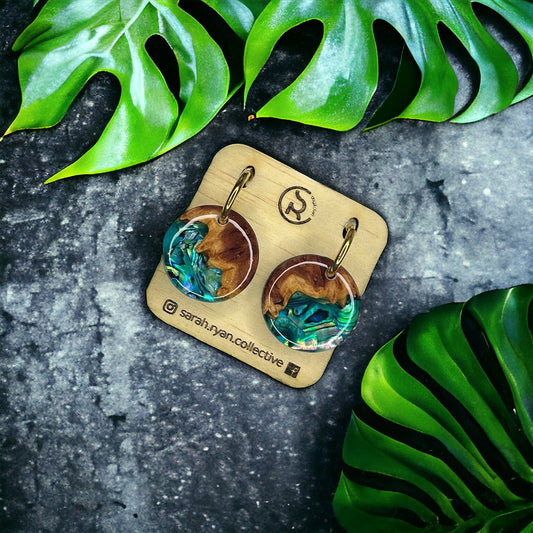 Reswood x Abalone Shell Statement Huggies (25mm)
