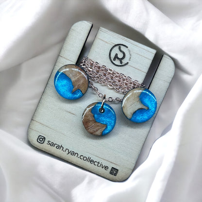 Reswood Dainty 15mm Pendant & Stud Set