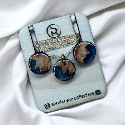 Reswood Dainty 15mm Pendant & Stud Set