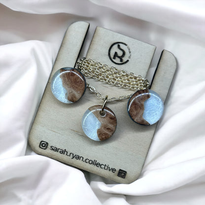Reswood Dainty 15mm Pendant & Stud Set