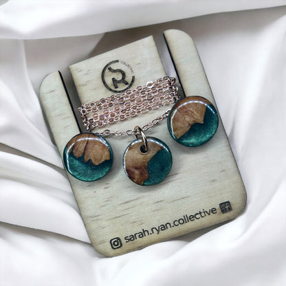 Reswood Dainty 15mm Pendant & Stud Set