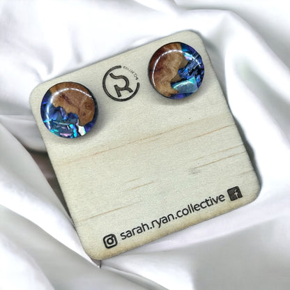 Reswood x Abalone Shell 15mm Studs