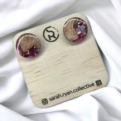 Reswood x Abalone Shell 15mm Studs