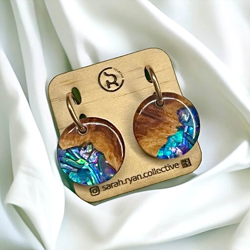 Reswood x Abalone Shell Statement Huggies (25mm)